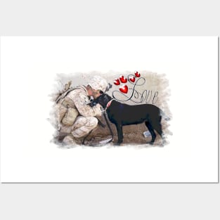 Valentine Love Soldier Vet War Dog Heart Veterinary Posters and Art